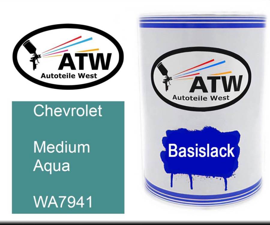 Chevrolet, Medium Aqua, WA7941: 500ml Lackdose, von ATW Autoteile West.